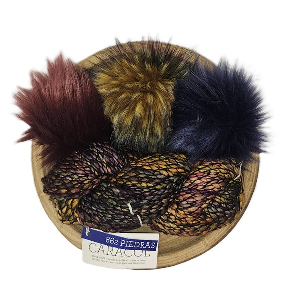 Malabrigo Caracol Piedras Faux Fur Pom Kit