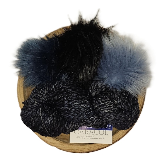 Malabrigo Caracol Cirrus Gray Faux Fur Pom Kit
