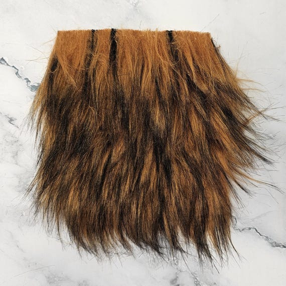 5" Precut Square Long Pile Faux Fur Fabric Tiger Orange Black For Poms and Gnome Beards