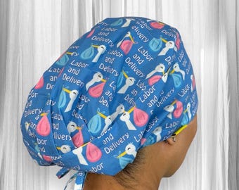 Stork L & D - chirurgische Haube für Frauen, Ob Gynäkologen-Chirurgenmütze, Krankenschwestern-Peelinghüte, Geschenk für obgyn Bewohner