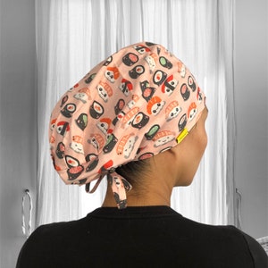 Sushi Scrub Caps, kawaii food Surgical cap,  scrub caps for Women, women Scrub hat, summer scrub cap, asian nurse gift, med student gift