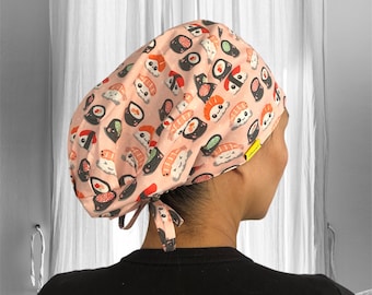 Sushi Scrub Caps, kawaii food Surgical cap,  scrub caps for Women, women Scrub hat, summer scrub cap, asian nurse gift, med student gift