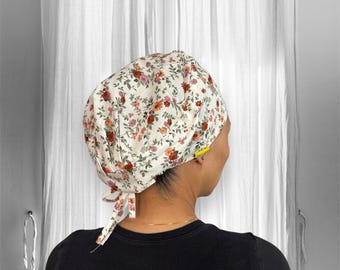 Gorros quirúrgicos florales de otoño para mujer, forrados de seda, regalo de graduación para médicos, enfermeras preceptoras, asistentes médicos, gorros quirúrgicos para coleta