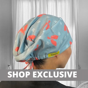 Lungs SCRUB CAPS for Women, Surgical Caps medical print, satin lined scrub cap, pulmonologist, tanza