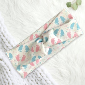 BABIES Footprints- Headband with button, Labor and delivery nurse, cute headband,  ob gyn, NICU nurse gift, pregnant mom gift, new mom gift