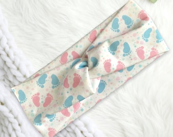 BABIES Footprints- Headband with button, Labor and delivery nurse, cute headband,  ob gyn, NICU nurse gift, pregnant mom gift, new mom gift