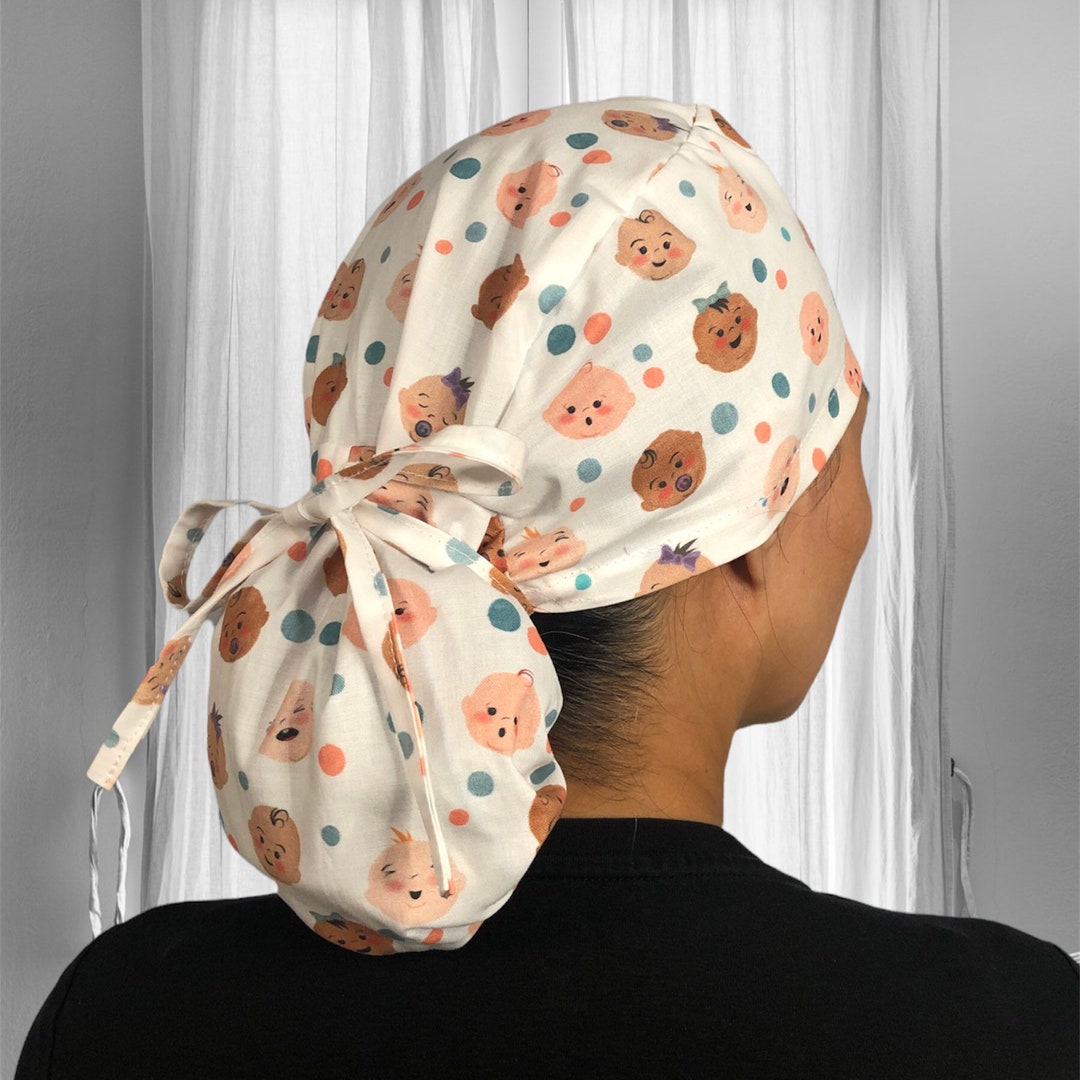 BABIES DIVERSITY Ponytail Scrub Cap, Labor and Delivery Scrub Caps , Ob