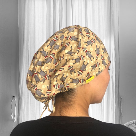 SOCK MONKEY Scrub Caps Peach Surgical 