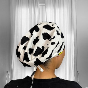 Cow Print Scrub Caps for women, cowboy surgical cap, cowgirl scrub hats, ponytail nurse cap, western surgeon gift,