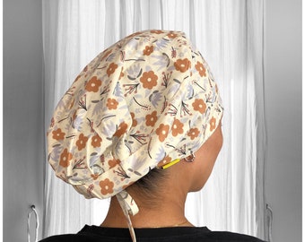 Wildflowers- Boho SATIN Lined scrub caps, Bohemian Surgical cap,  surgical tech, Floral Scrub Cap, New grad Nurse gifts, OR Nurse Cap, CRNA