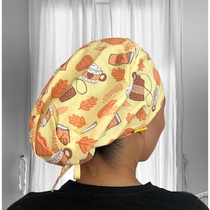 PROPOFOL - Pumpkin spice Latte Scrub Hat, Fall Scrub  cap, Anesthesia scrub caps for women, CRNA Surgical cap,