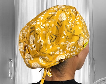 Wild Flower Surgical cap women, fall Scrub caps for women, satin lined, floral scrub caps, ponytail scrub cap, surgical tech gifts,