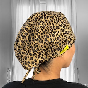 Cheetah Scrub Caps for women Euro, SATIN lined scrub cap, Leopard surgical cap, nurse preceptor gift, animal print head cover, african