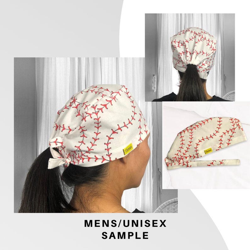 Coastal Flowers and Seashells, preppy womens scrub caps, Mermaid satin scrub cap, silk lined scrub caps, cute scrub caps, hawaiian doctor image 7