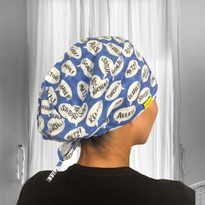 SCALPEL - Satin lined Scrub Cap, nurse anesthetist Surgical cap, scrub caps for Women, surgeon Scrub hats, Ponytail scrub cap, Surgical tech