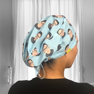 RBG scrub cap blue, SATIN lined, Ruth Bader Ginsburg Surgical cap,  feminist scrub caps for women, notorious rbg, gifts for feminists
