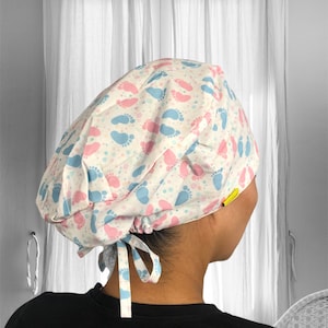 BABIES footprints- Scrub Caps for Women, Ob Gynecologist surgical cap, labor and delivery nurse scrub hats , Gift for obstetrician