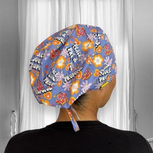 Peace, Love & Propofol scrub caps, 1970s womens scrub caps, anesthesiologist gift, hippie CRNA surgical caps, anesthesia tech