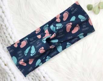 L & D BABIES Footprints- Headband with button, Labor and delivery nurse, cute headband,  ob gyn, midwife, tanza nurse headband