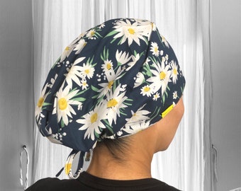 DAISIES- Scrub Caps, scrub caps for Women, Spring Surgical cap, Scrub hats, Floral scrub cap, ICU Nurse Gift, Surgical Tech