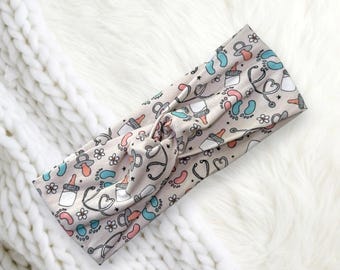 Fascia per capelli con ciuccio per neonati, fascia per capelli per infermiera del reparto maternità, fascia elastica per biberon, assistenza sanitaria, regalo per infermiera del reparto di terapia intensiva neonatale, ostetricia e ginecologia