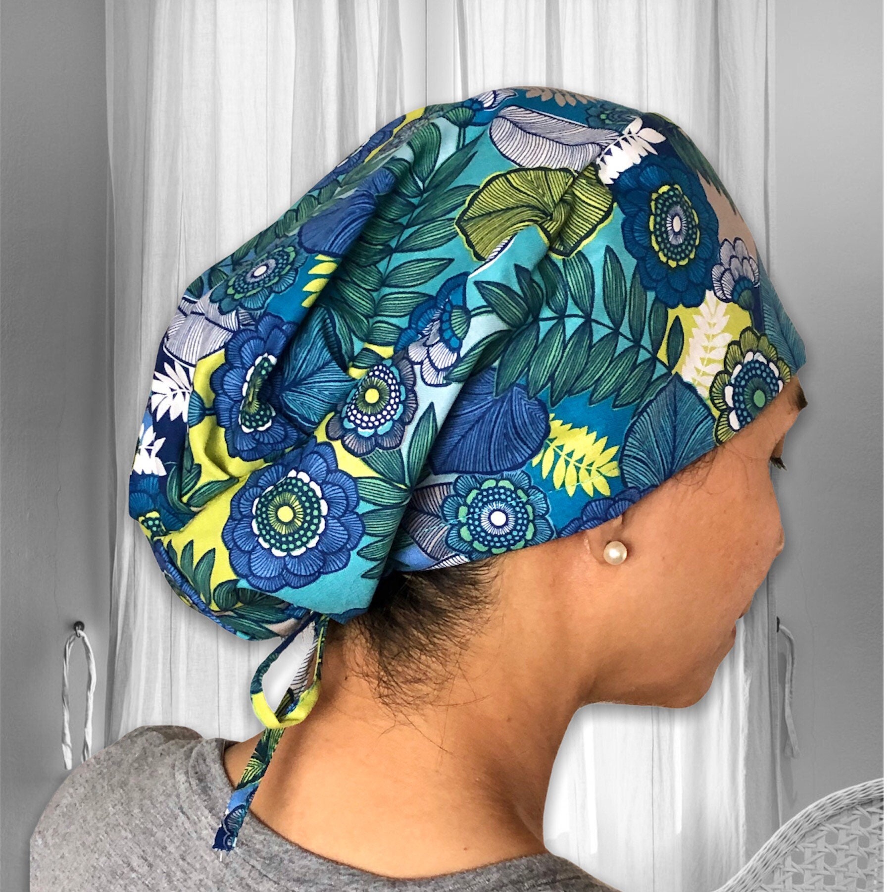 Flower Scrub Cap Medallion Scrub Cap 