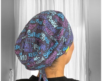 Surgery- Scrub Caps for women euro, Scrub tech Surgical cap, Surgical Technologists Scrub hat, Surgical Tech gifts, OR Nurse Cap, surgeon
