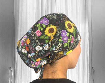 SUNFLOWER Scrub Caps-, spring scrub caps for women, surgical cap women, summer surgical cap, fall scrub hats, floral scrub caps