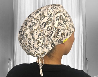 Iconic women SATIN LINED scrub caps, Women empowerment, Feminist surgical cap, long hair scrub cap, female nurse gifts