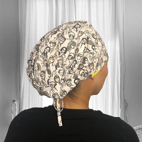 Iconic women SATIN LINED scrub caps, Women empowerment, Feminist surgical cap, long hair scrub cap, female nurse gifts