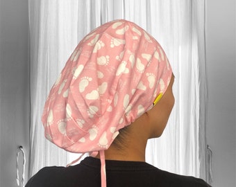 Babys Füße rosa chirurgische Kappen für Frauen, Geschenk für Geburtshelfer Gynäkologen, Wehen und Lieferung Krankenschwester Geschenk, Geschenk für Hebamme