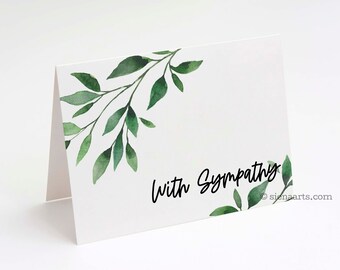 Watercolor Leaves Printed Sympathy Cards, Contemporary Watercolor Print Sympathy Card Pack, Blank Sympathy Cards