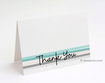 Wonky Stripes Thank You Cards Set, Modern Print Thank You Card Pack, Blank Thank You Cards