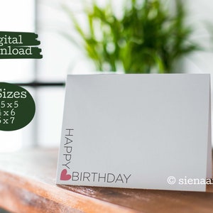 3 TAMAÑOS - Tarjeta de cumpleaños feliz minimalista imprimible, tarjeta de cumpleaños moderna de descarga instantánea, tarjeta de cumpleaños descargable