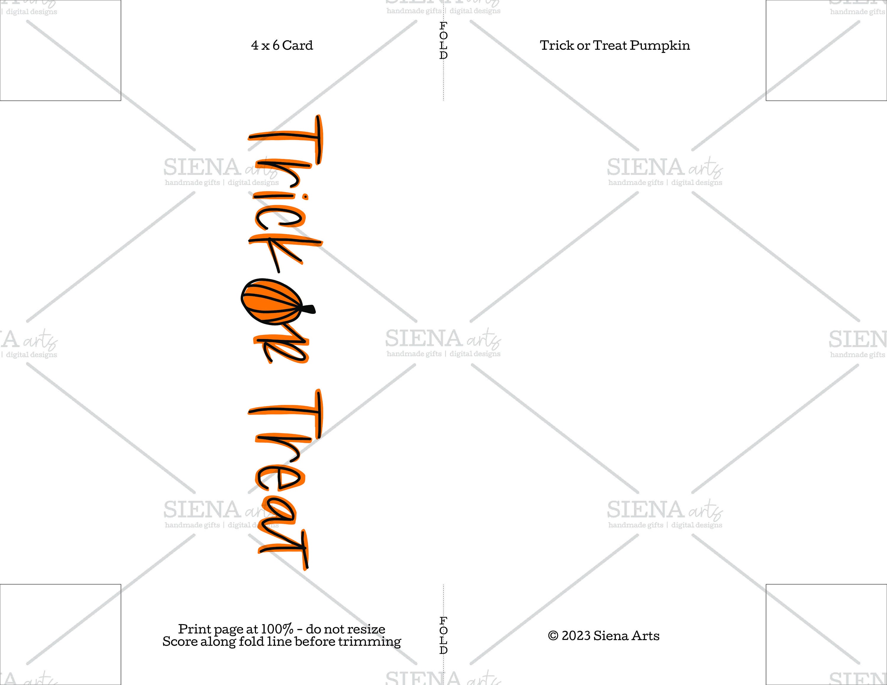 3 SIZES - Printable Halloween Card, Instant Download Trick or Treat ...