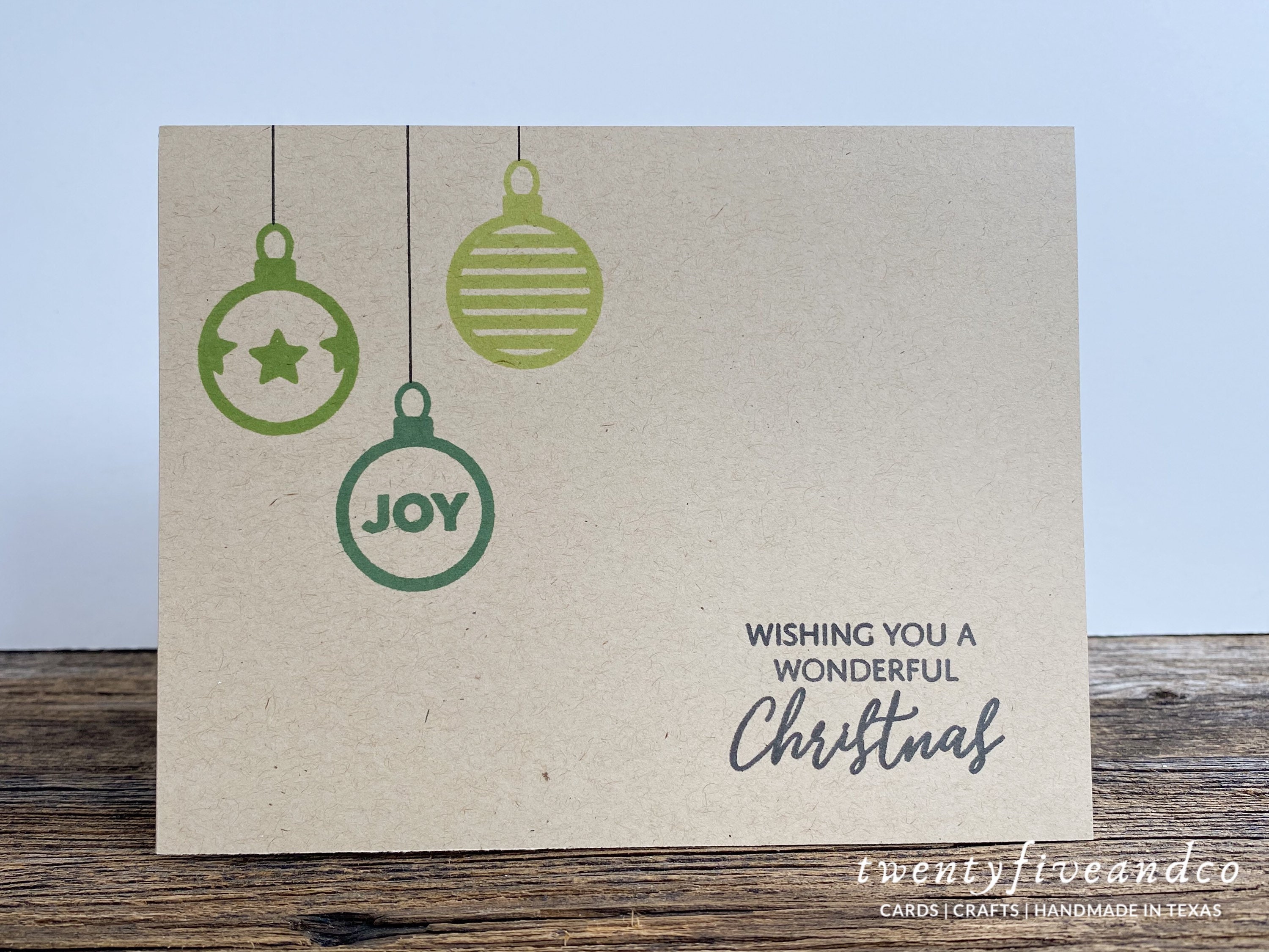 Set of 5 Minimalist Hanging Ornaments Christmas Cards, Handmade Set of 5 Minimalist Hanging Ornaments Christmas Cards, Handmade