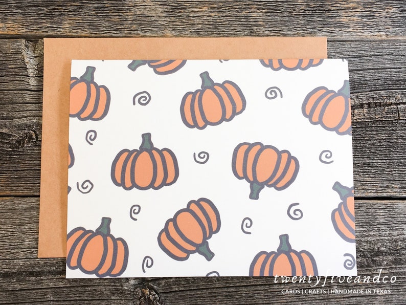 Cute Pumpkin Drawing Card Pack Pumpkin Print Halloween Cards Blank Autumn Cards Set SET