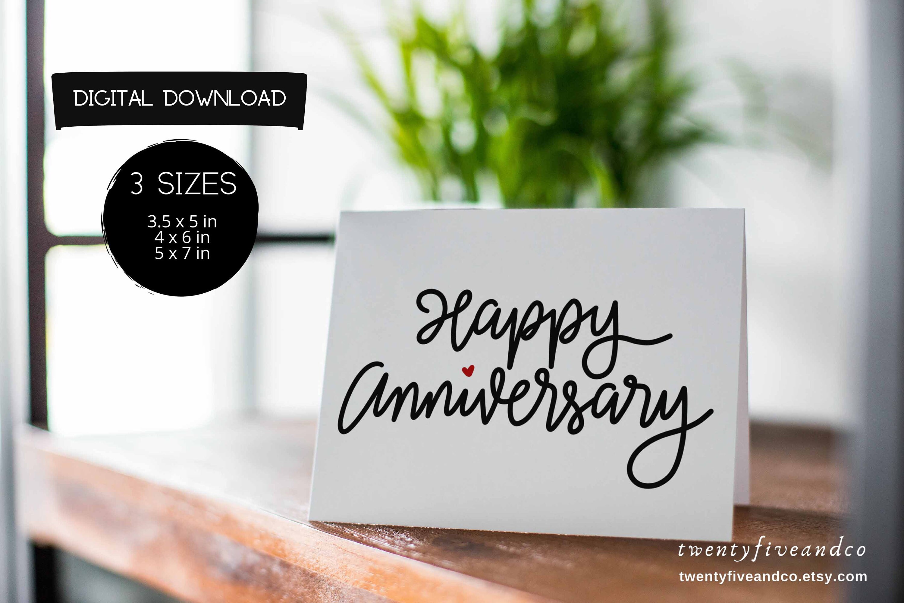 3 SIZES - Printable Minimalist Anniversary Card, Instant Download Anniversary  Card, Black and White Anniversary Card