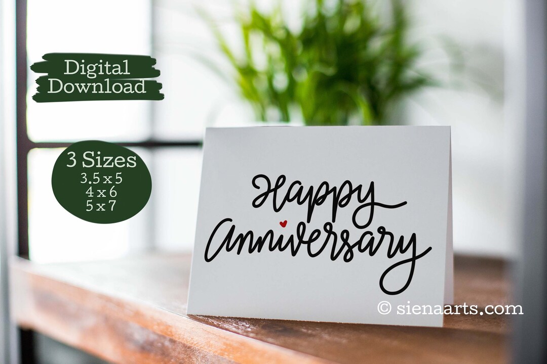 3 SIZES - Printable Minimalist Anniversary Card, Instant Download ...