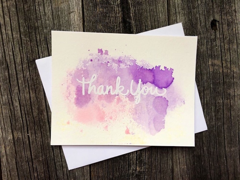 Set of 5 Watercolor Thank You Cards Handmade Thank You Cards image 3
