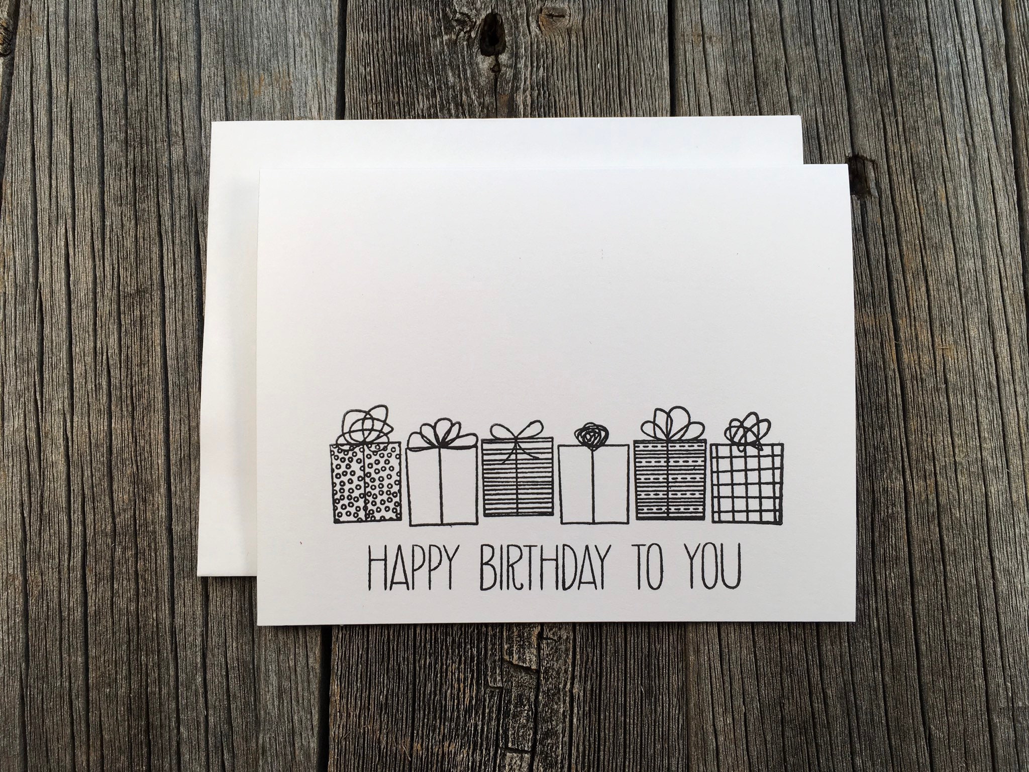 set of 2 minimalist birthday cards black and white