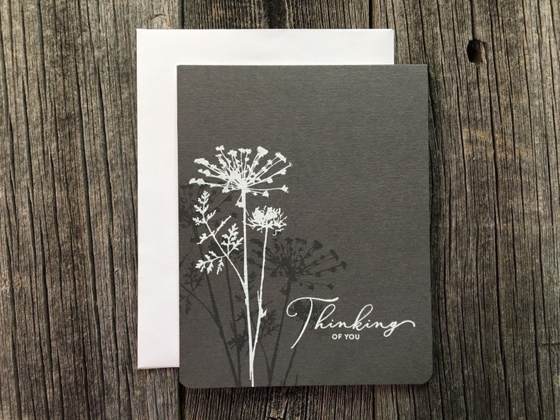 Set of 5 Minimalist Thinking of You Cards Handmade Card Set Blank Encouragement Cards