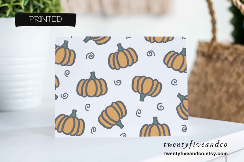 Cute Pumpkin Drawing Card Pack Pumpkin Print Halloween Cards Blank Autumn Cards Set SET