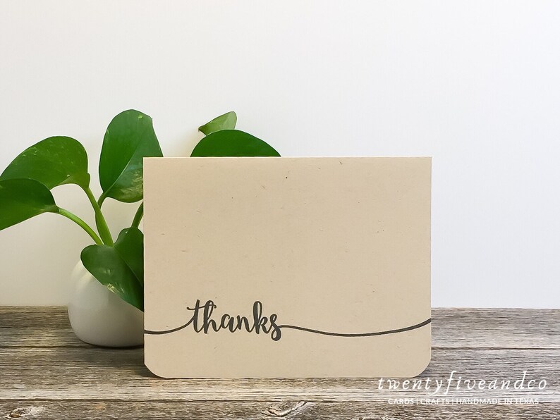 Set of 5 Minimalist Thank You Cards Handmade Thank You Card Etsy