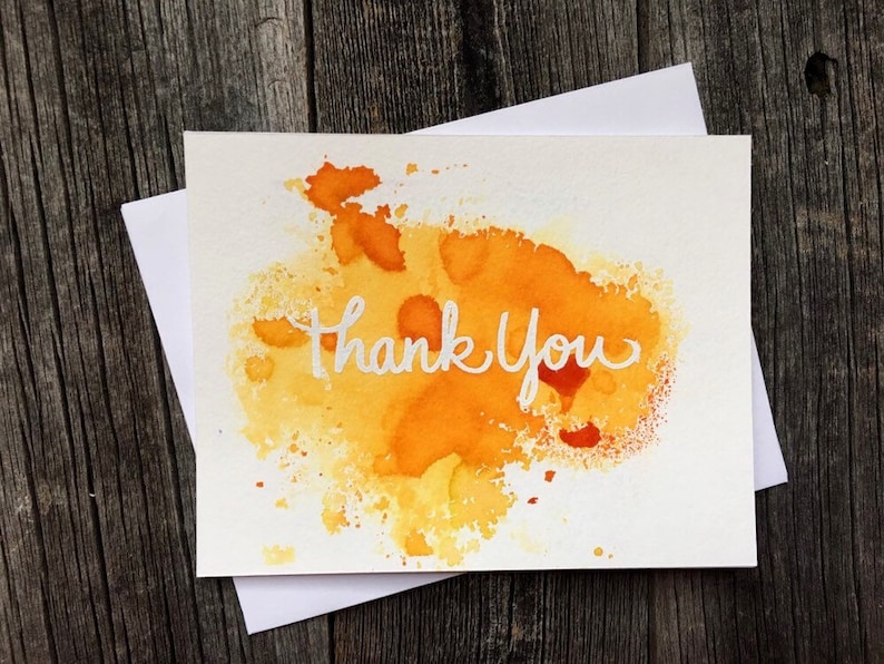 Set of 5 Watercolor Thank You Cards Handmade Thank You Cards image 4