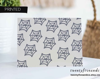 Spider Web Print Halloween Cards, Blank Spider Web Drawing Card Pack, Cute Halloween Cards Set
