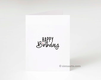 Simple Happy Birthday Cards, Minimalist Birthday Card Pack, Blank Happy Birthday Cards Set