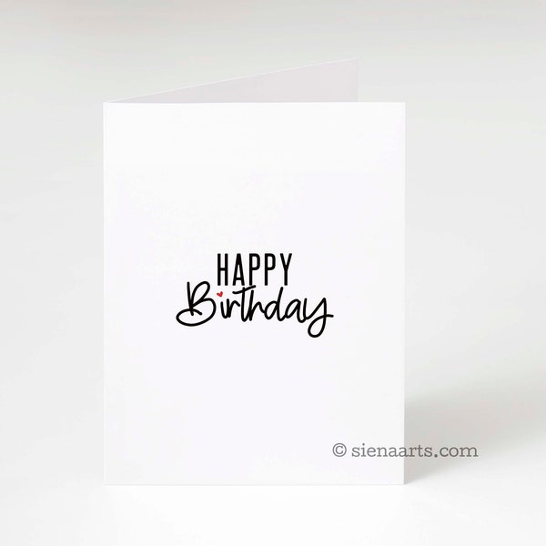 Simple Happy Birthday Cards, Minimalist Birthday Card Pack, Blank Happy Birthday Cards Set