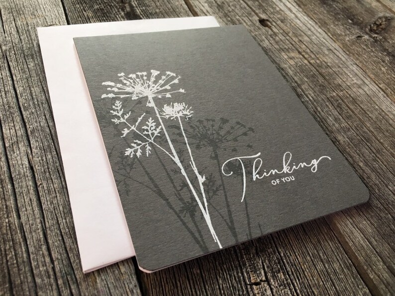 Set of 5 Minimalist Thinking of You Cards Handmade Card Set Blank Encouragement Cards