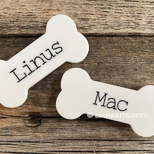Custom Engraved Dog Bone Refrigerator Magnet, Personalized Pet Name Fridge Magnet, Black and White Acrylic Magnet